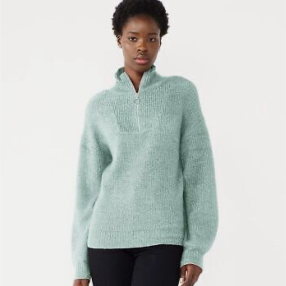 Nine West Quarter Zip Pullover Sweater MINT MARL Women's Size XL NWT